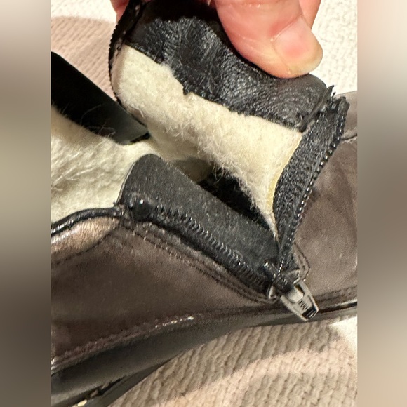 Rieker Daphne Sherpa Wool Lined Leather Ankle Zip Black Brown Booties Womens 37 - Picture 9 of 12